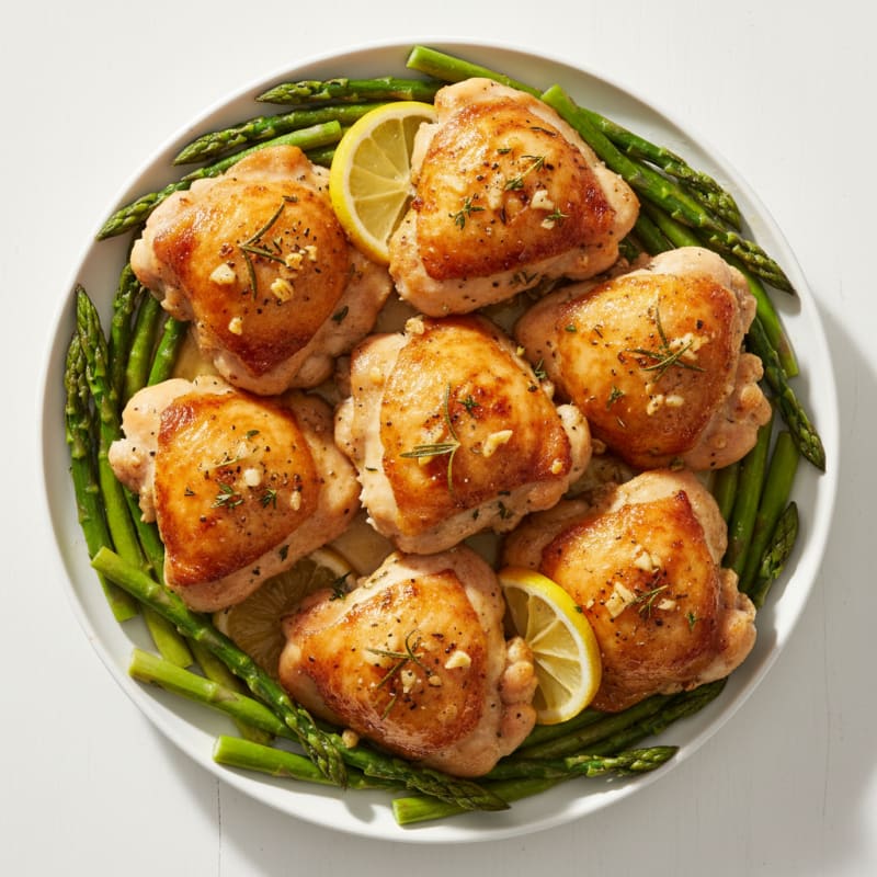 Golden Herb-Roasted Chicken Thighs with Asparagus