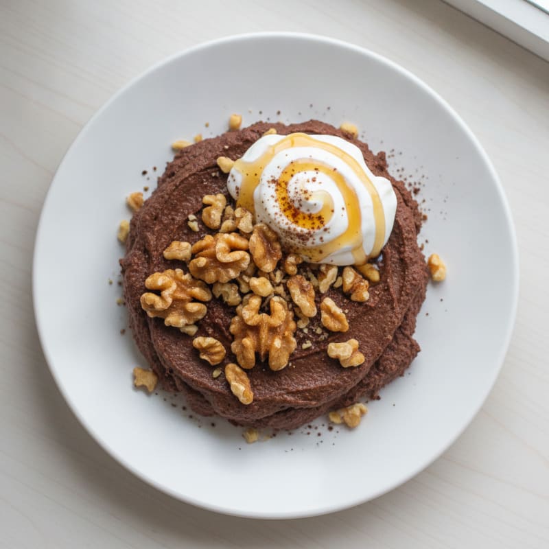 Silky Protein Chocolate Pudding with Toasted Walnuts