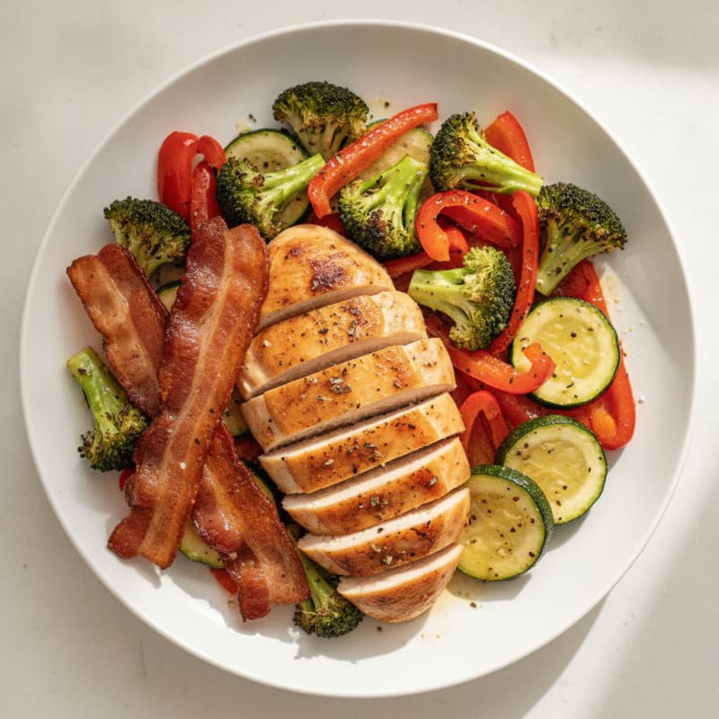 Chicken and Bacon with Roasted Vegetables