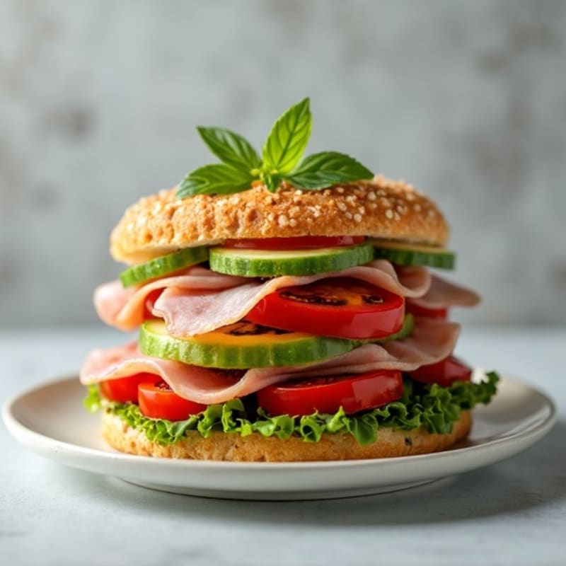 Lean Turkey-Prosciutto Stack with Fresh Mediterranean Vegetables