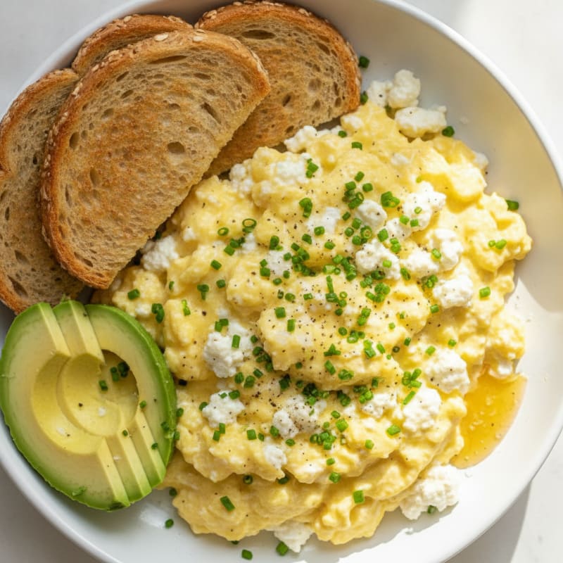 Scrambled Eggs with Cottage Cheese and Chives
