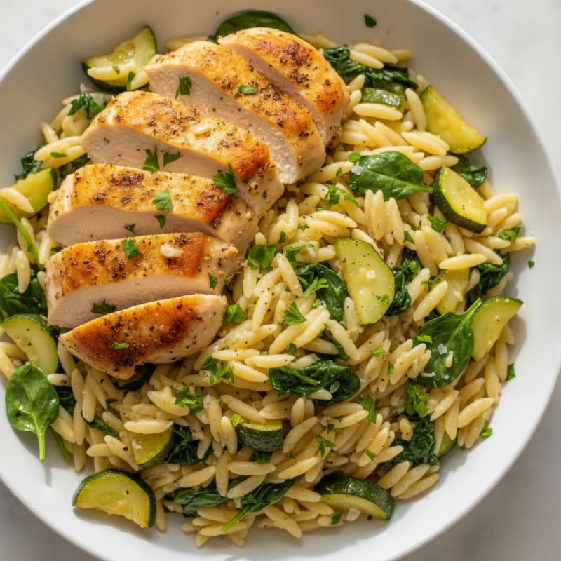 Lemon Herb Roasted Chicken Orzo