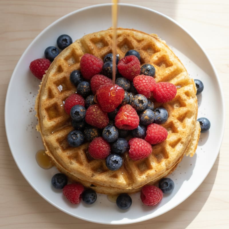 Protein-Packed Cottage Cheese Waffles with Fresh Berries