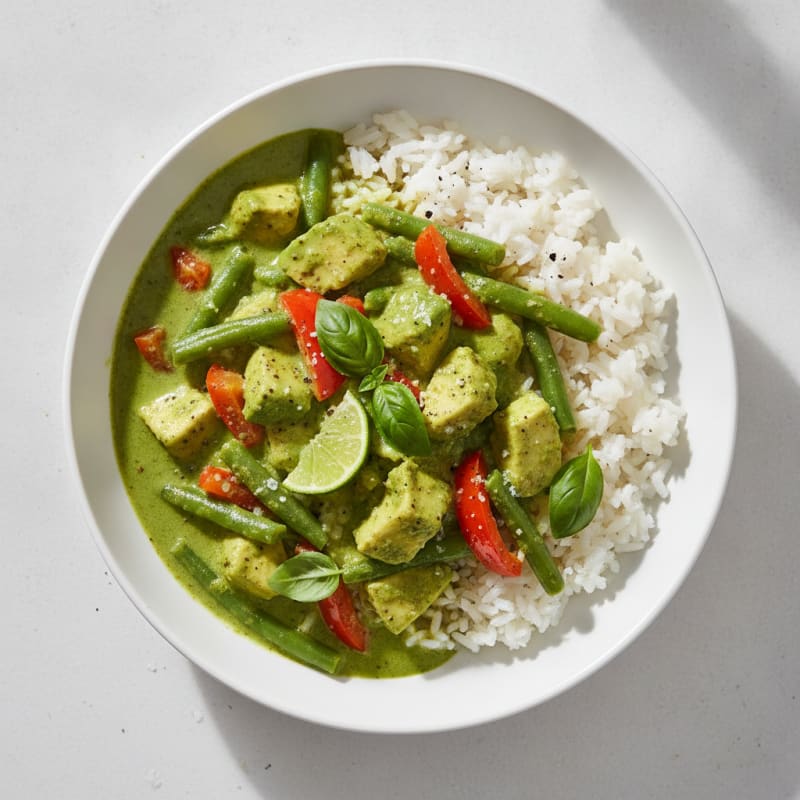 Green Curry Chicken with Coconut Rice