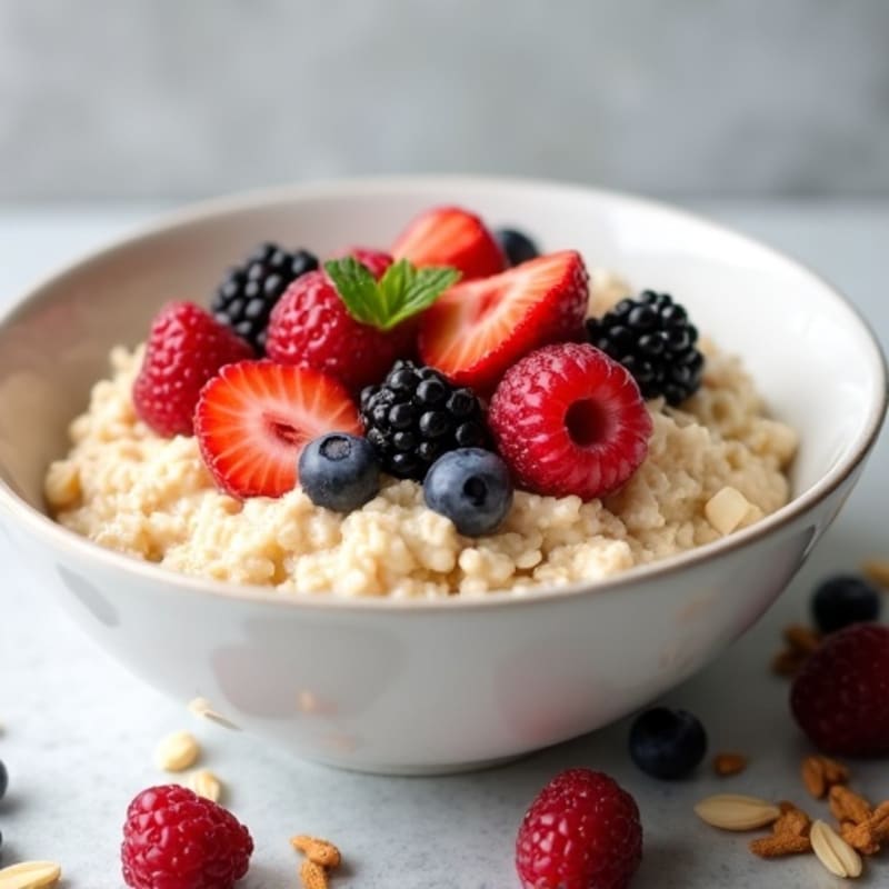 Creamy Protein-Packed Oatmeal with Fresh Berries and Crunchy Nuts