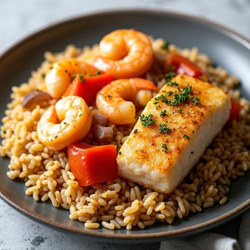 Healthy Seafood and Saffron Rice Skillet