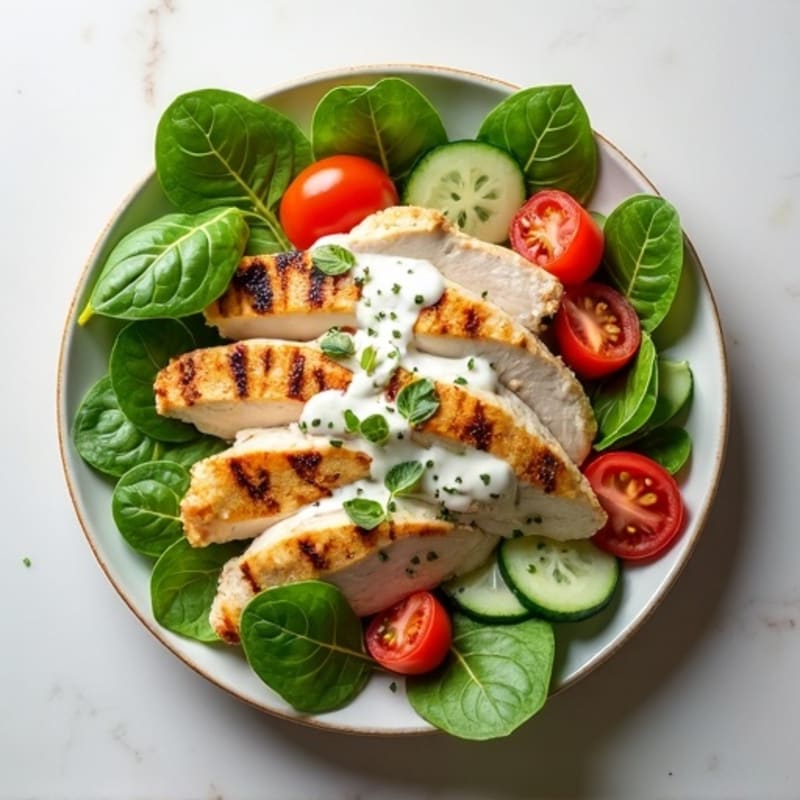 Fresh Spinach and Tomato Salad with Creamy Greek Yogurt Dressing