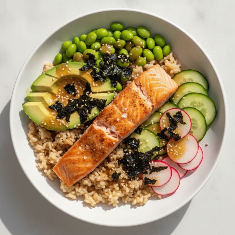 Deconstructed Sushi Rice Bowl with Salmon