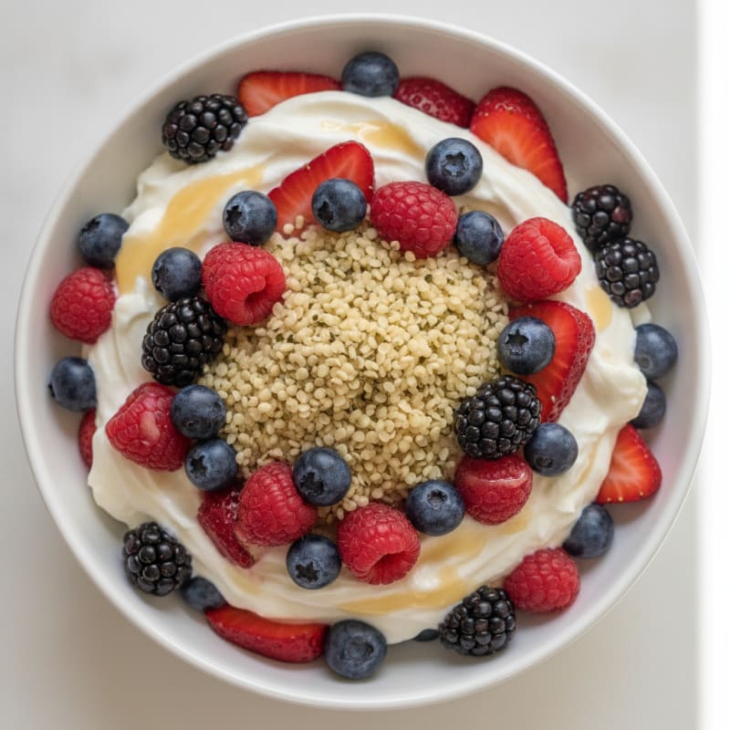 Silky Vanilla Greek Yogurt Protein Parfait with Mixed Berries