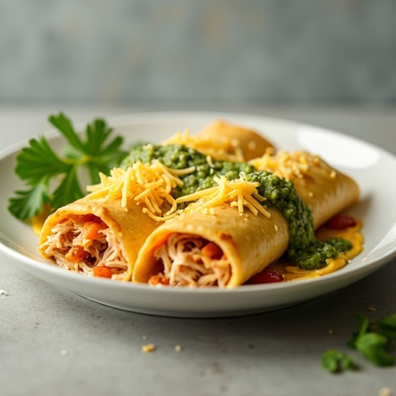 Salsa Verde Shredded Chicken Enchiladas