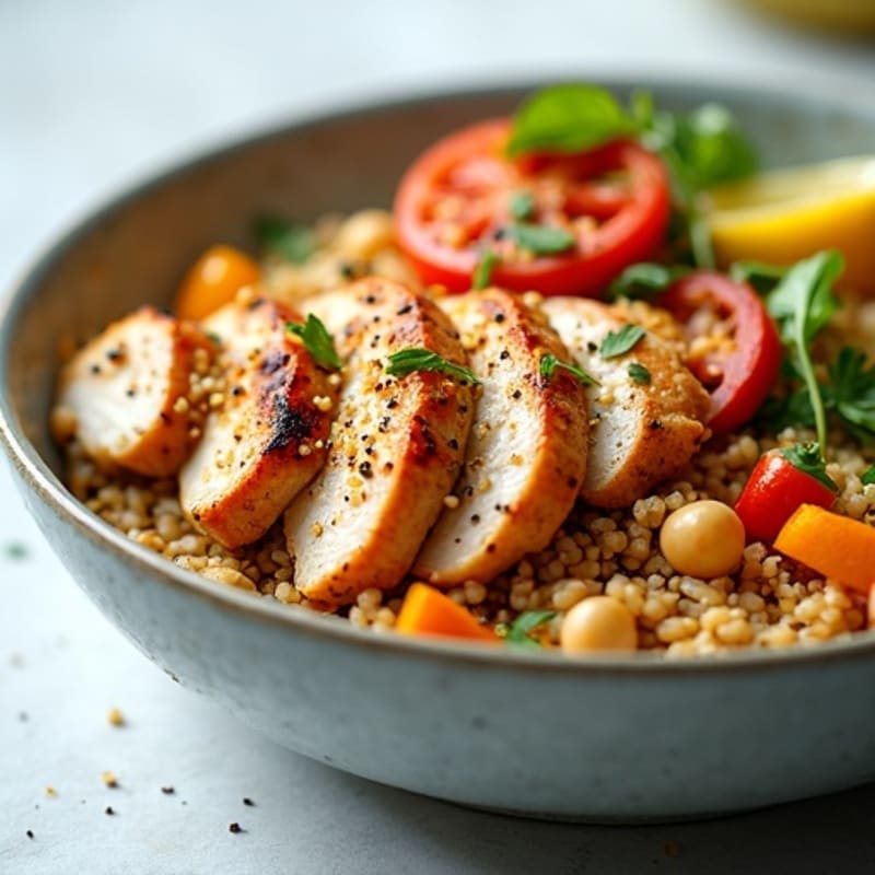 Grilled Chicken and Quinoa Bowl with Roasted Vegetables