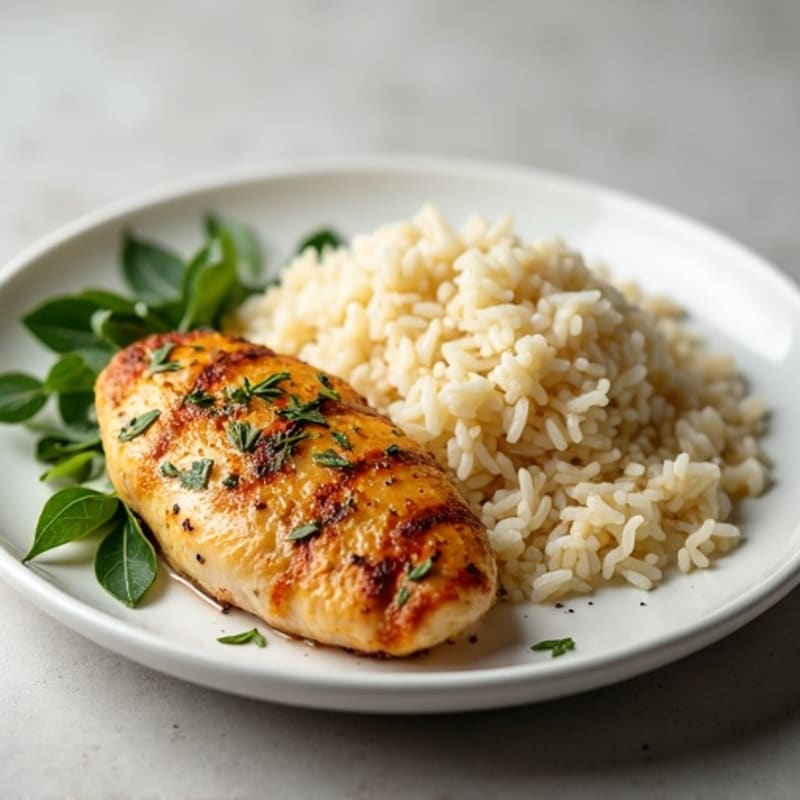 Herb-Baked Chicken Breast with Steamed Rice