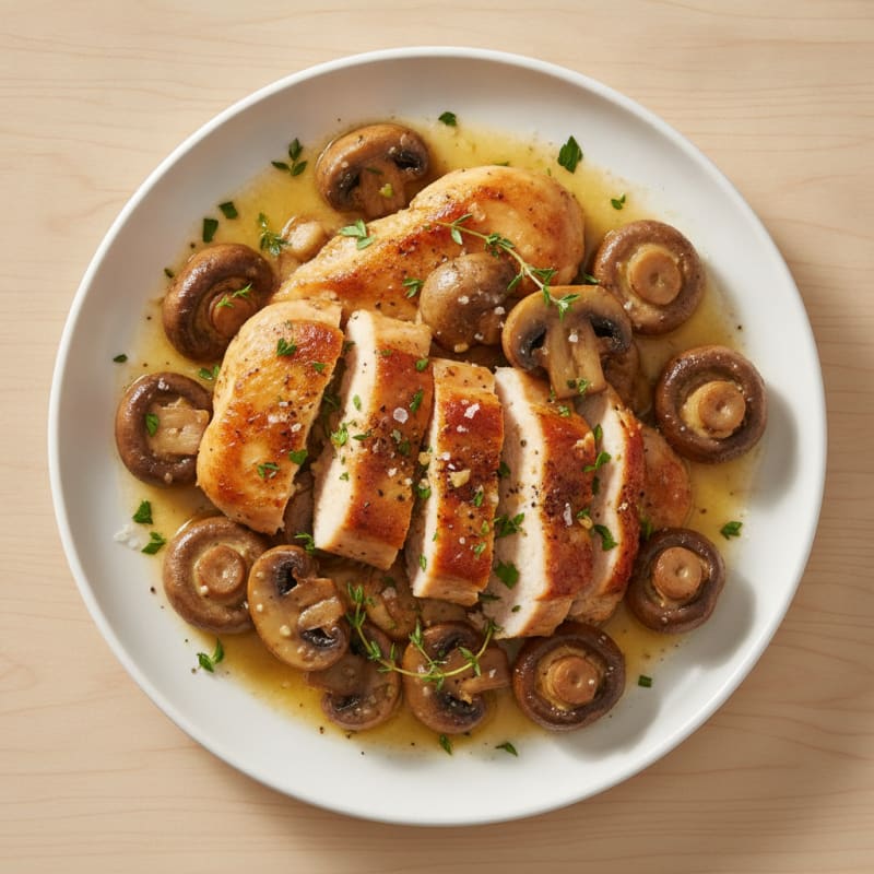 Roasted Garlic Butter Mushrooms with Chicken