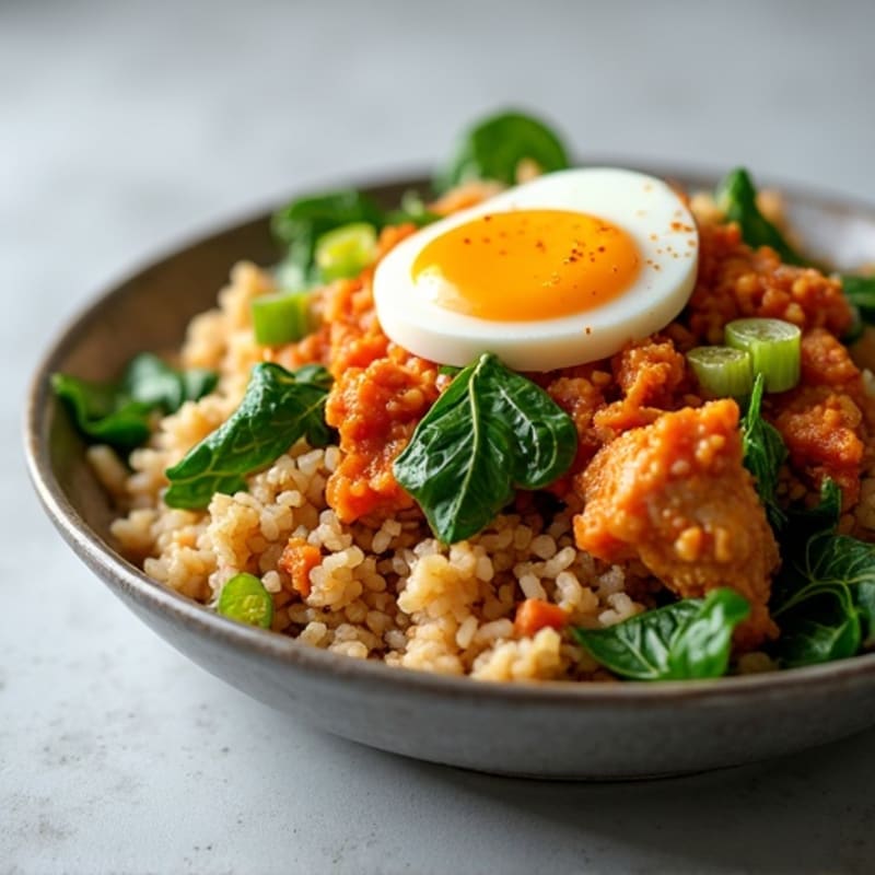 Healthy Kimchi Fried Rice with Lean Chicken and Fresh Greens