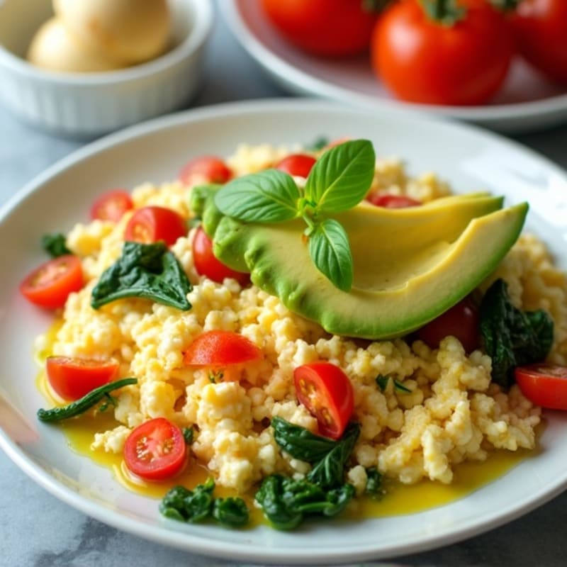 Egg White Vegetable Scramble with Cottage Cheese