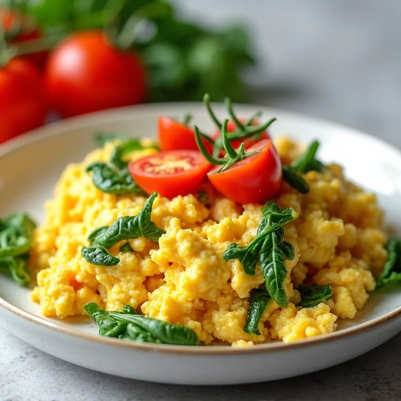 Fluffy Scrambled Eggs with Fresh Veggies