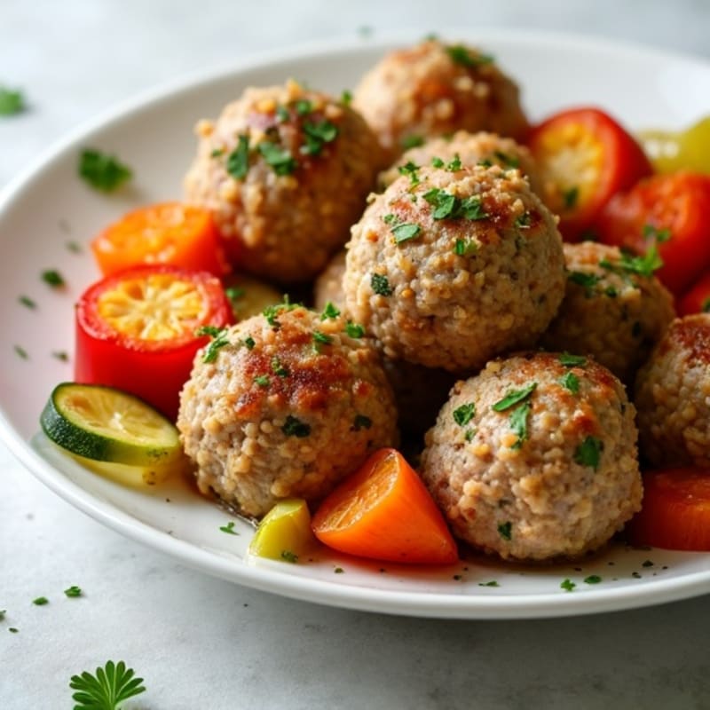 Herb-Seasoned Turkey Meatballs with Roasted Vegetables