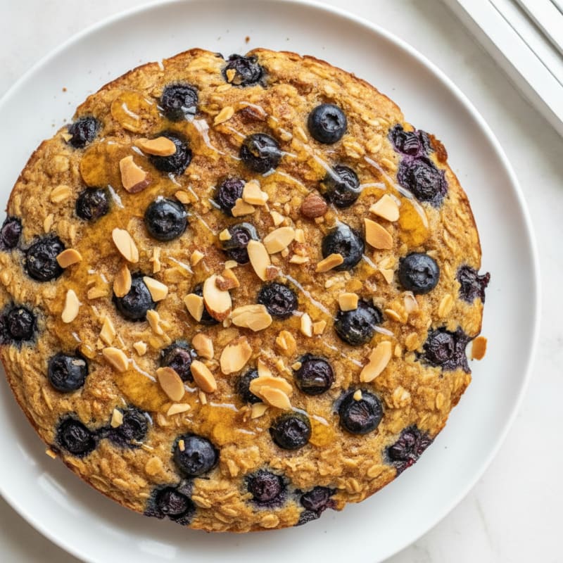 Blueberry Honey Baked Oatmeal with Almonds
