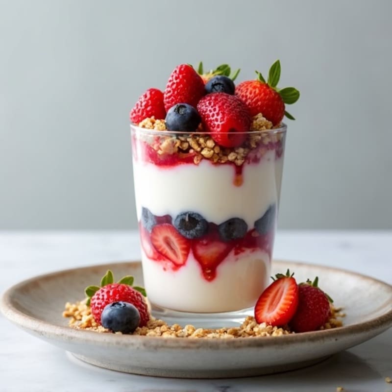 Greek Yogurt Protein Parfait with Mixed Berries and Almond Butter