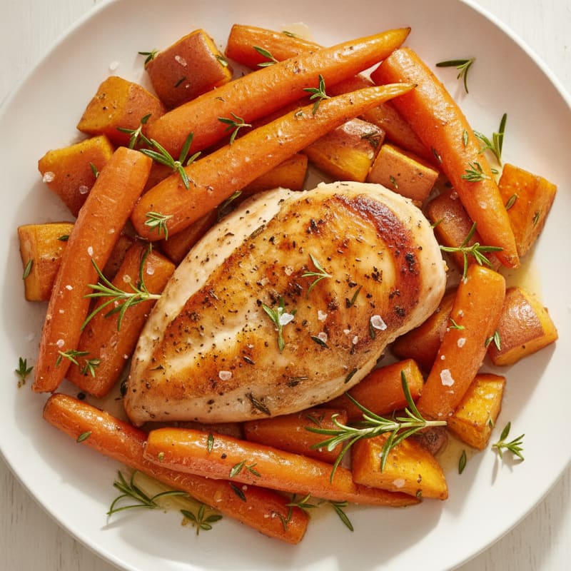Roasted Chicken and Carrots with Herbs