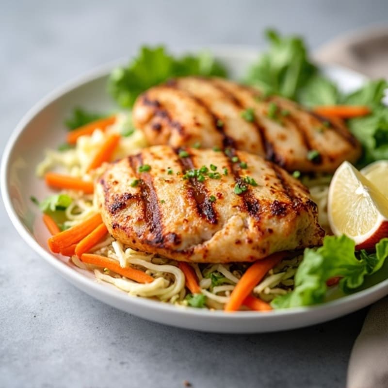 Grilled Chicken Breast with Crunchy Vegetable Slaw