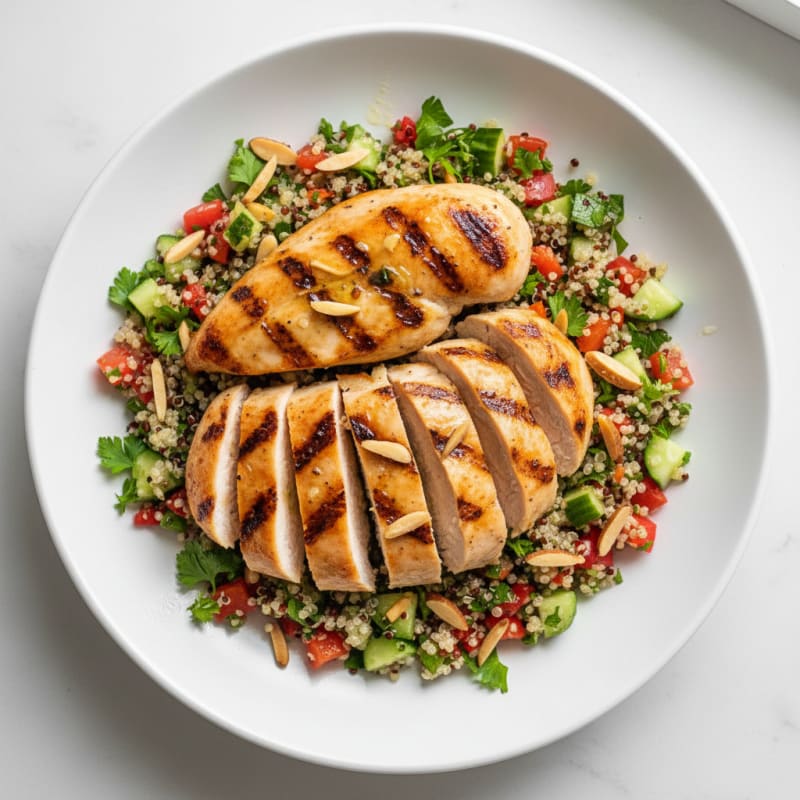 Grilled Chicken Breast with Crunchy Quinoa Salad