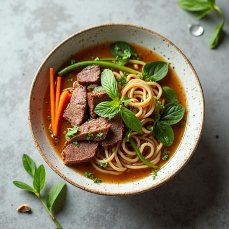 Aromatic Beef Noodle Soup with Fresh Herbs