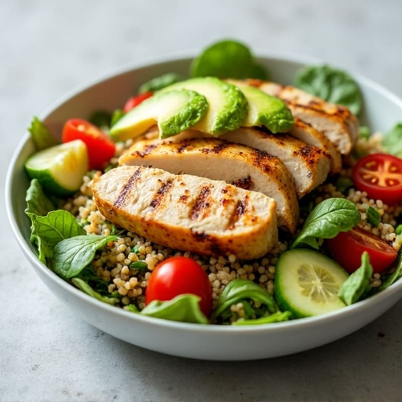 Grilled Chicken and Quinoa Salad with Fresh Greens