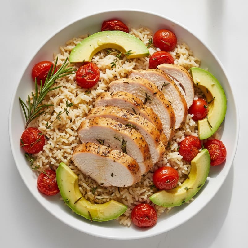 Herb-Roasted Turkey Breast with Rice and Roasted Tomatoes