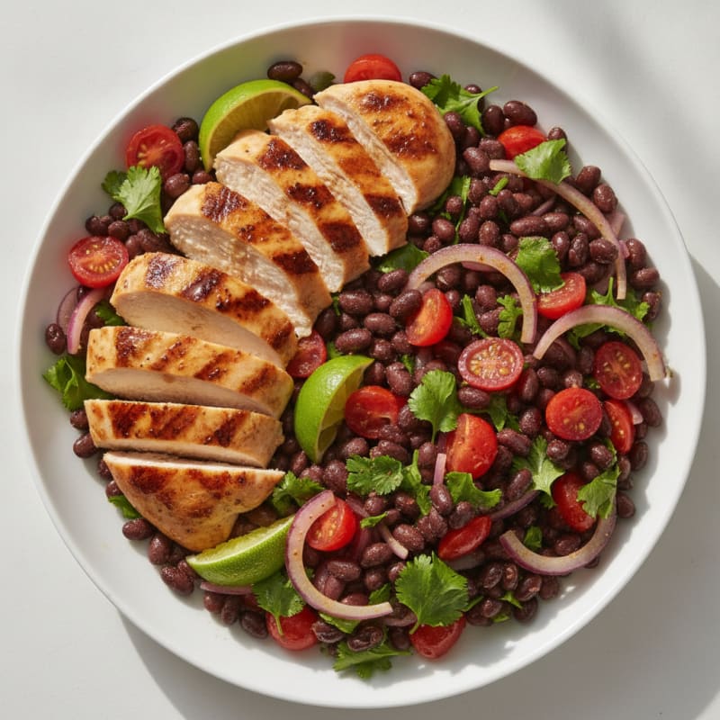 Citrus-Garlic Grilled Chicken Breast with Black Bean and Tomato Salad