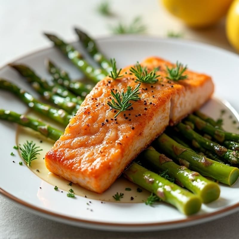 Crispy Skin Salmon with Lemon-Herb Roasted Asparagus