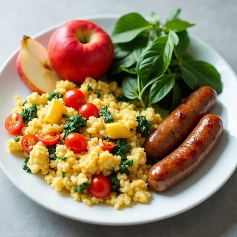 Egg White Veggie Scramble with Turkey Sausage