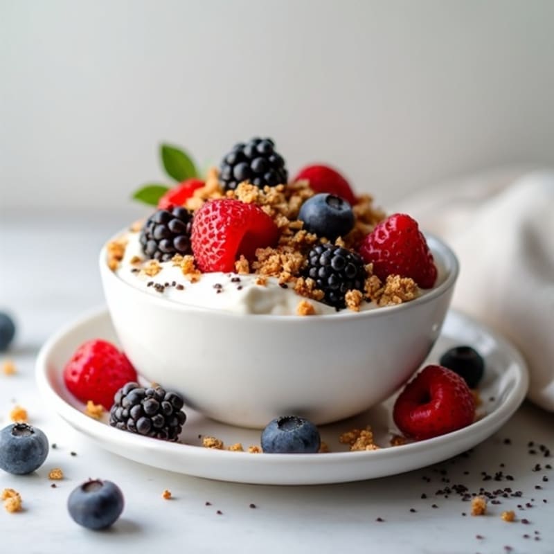Creamy Greek Yogurt with Berries and Crunchy Granola