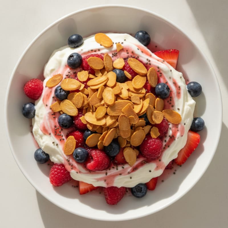 Greek Yogurt Protein Parfait with Mixed Berries