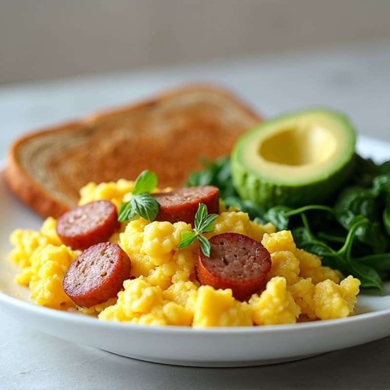 Egg White Scramble with Spinach and Turkey Sausage