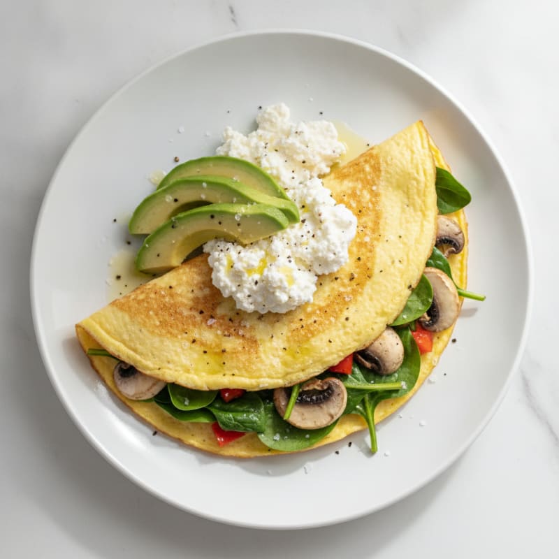 Egg White Veggie Omelet with Cottage Cheese