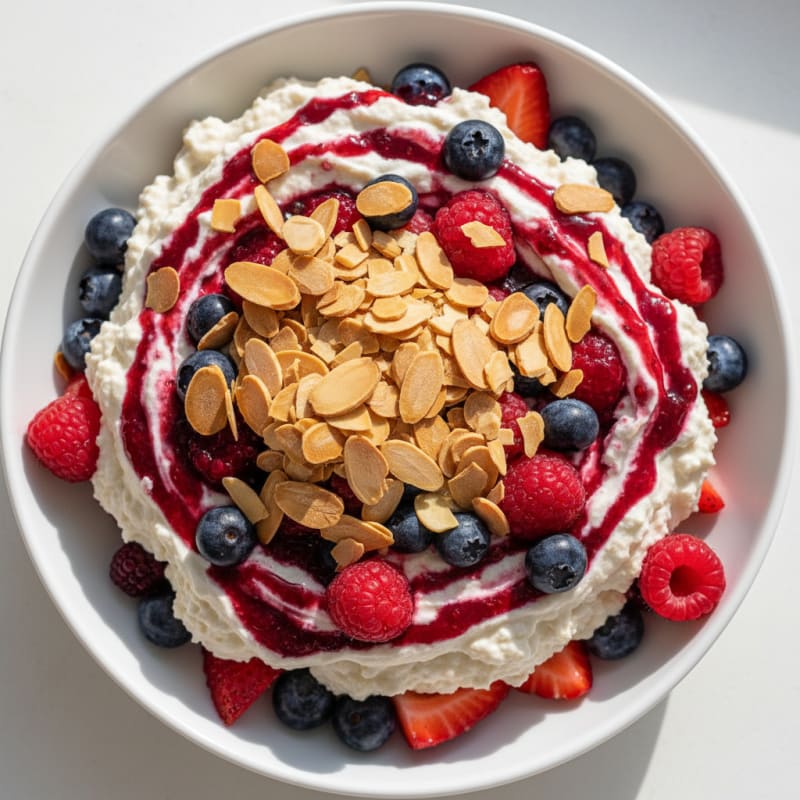 Greek Yogurt Protein Parfait with Almonds and Berries