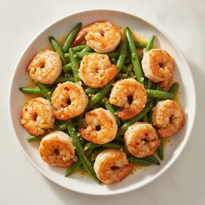 Garlic Shrimp with Sautéed Green Beans