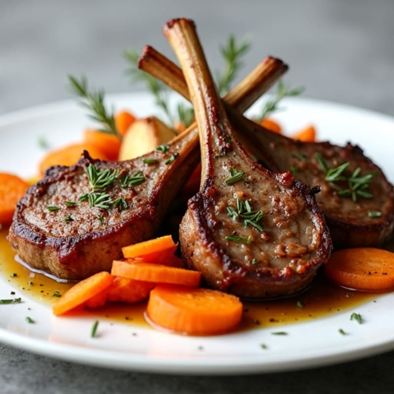 Garlic-Herb Roasted Lamb Chops with Crispy Root Vegetables