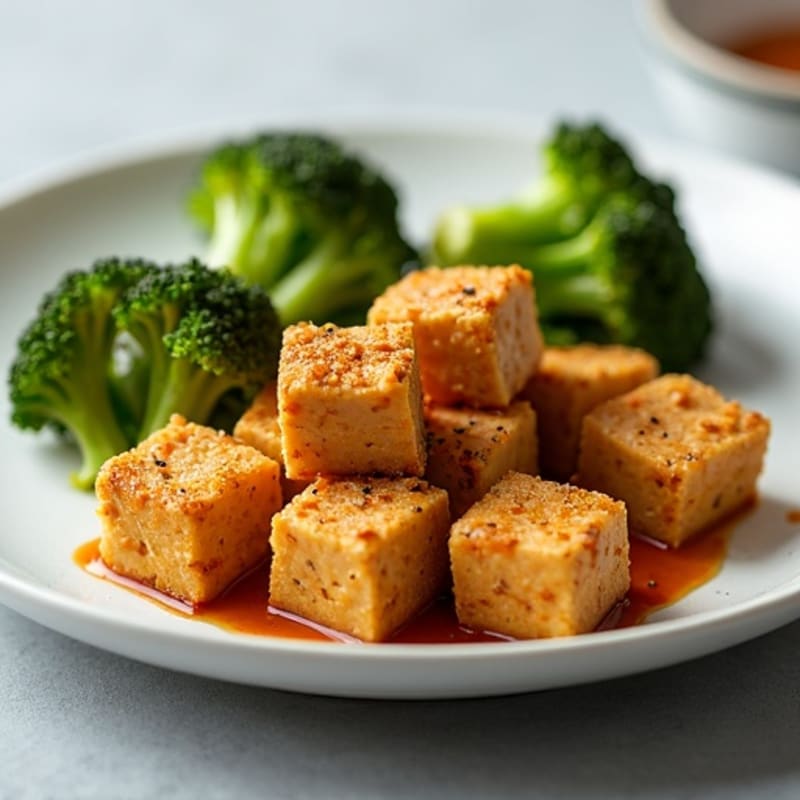 Crispy Baked Peanut Tofu with Roasted Broccoli