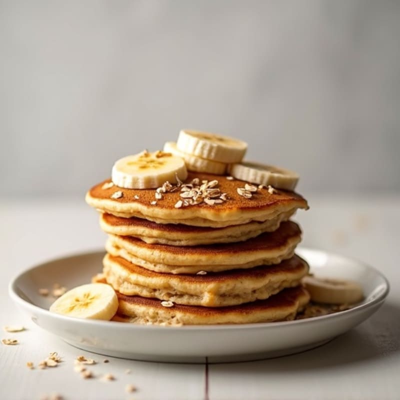 Fluffy Oat-Banana Protein Pancakes