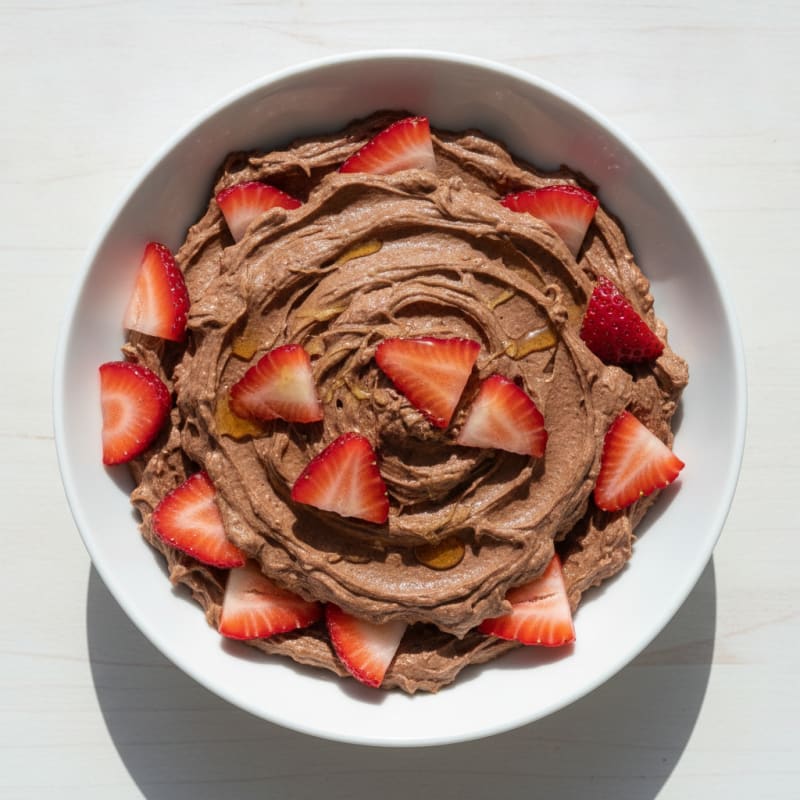 Creamy Cottage Cheese with Cocoa and Sliced Strawberries