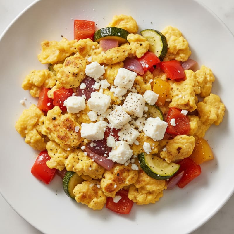 Hearty Scrambled Eggs with Roasted Vegetables