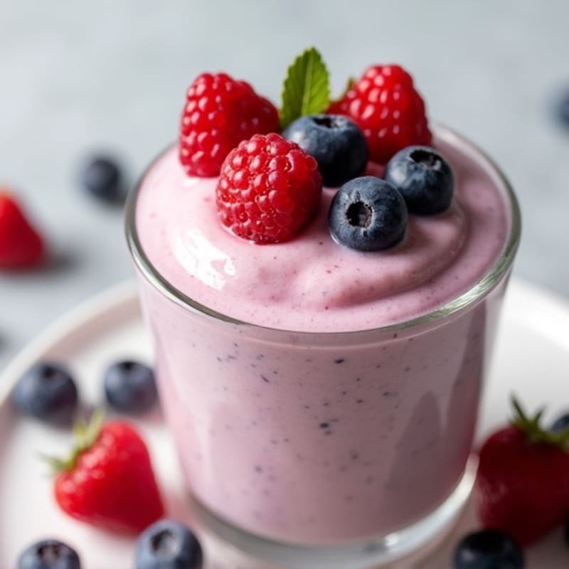 Greek Yogurt Protein Mousse with Mixed Berries