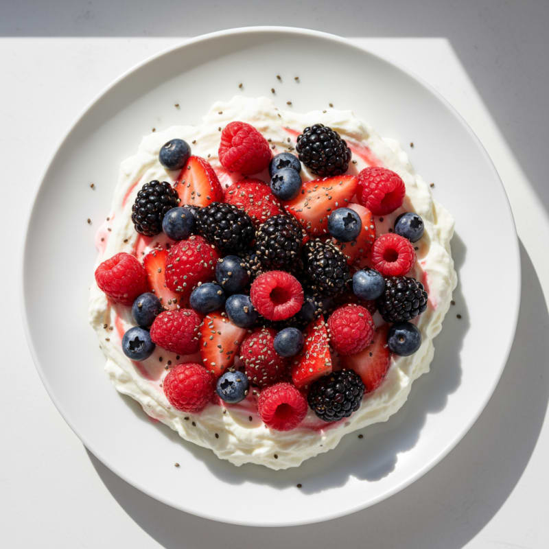 Greek Yogurt Protein Mousse with Mixed Berries