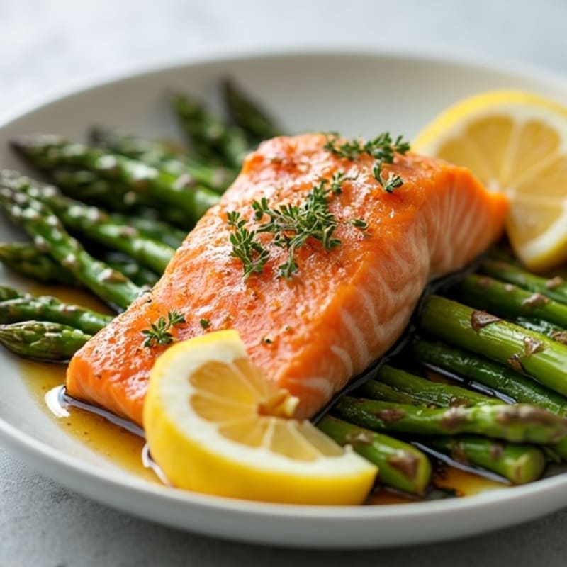 Lemon Herb Baked Salmon with Roasted Asparagus