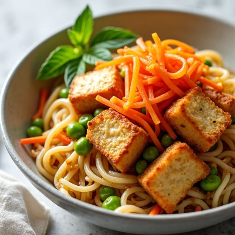 Crispy Tofu Peanut Noodles