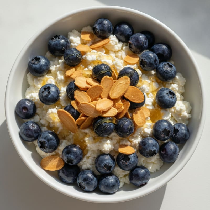 Cottage Cheese Berry Parfait with Almonds