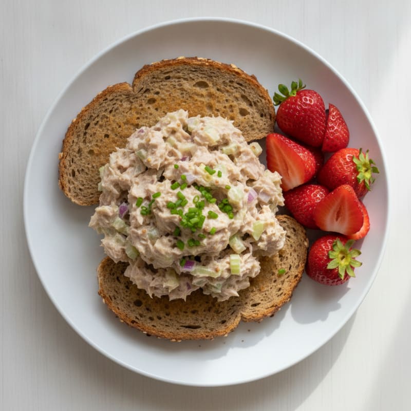 Tuna Salad with Malted Loaf and Strawberries