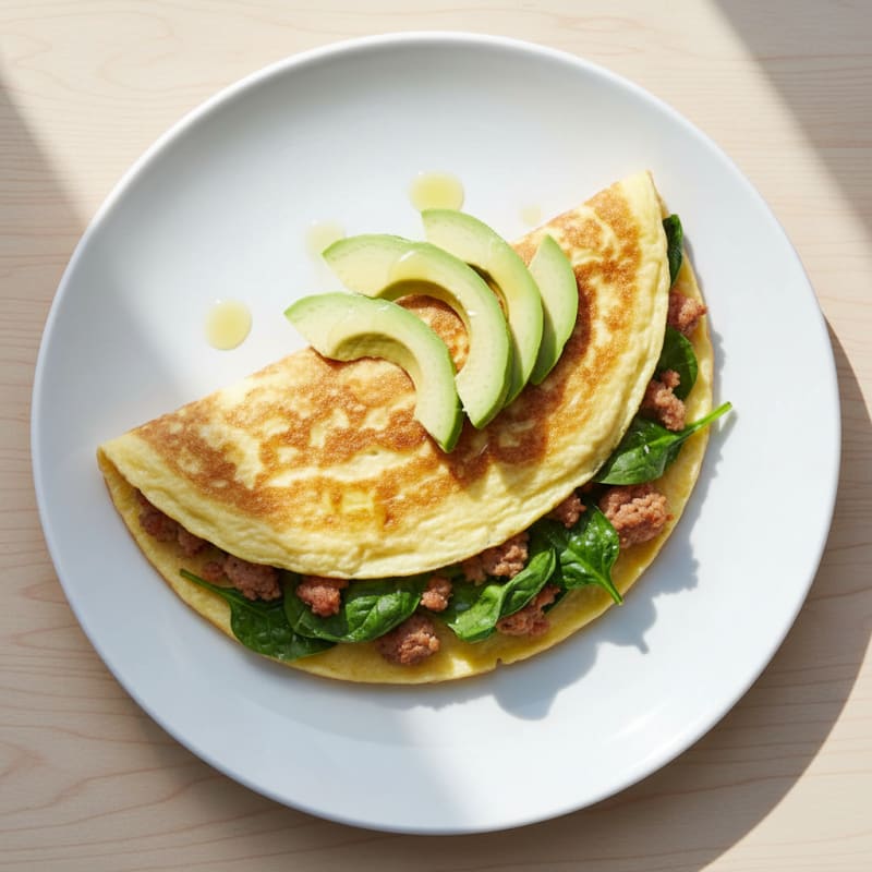 Egg White Spinach Omelette with Turkey Sausage